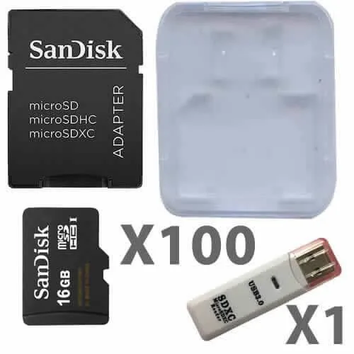 SanDisk SanDisk 16GB microSDHC Class 4 Memory Card 100 Pack — product photo