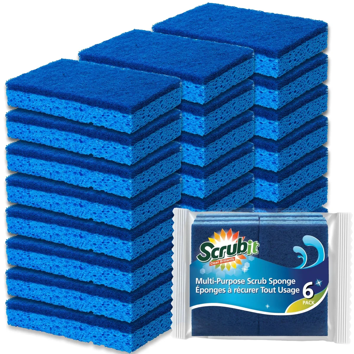  3M Non-Scratch Cleaning Scrub Sponges 24 Count 4.5 in x 2.75 in x .87 in — product photo