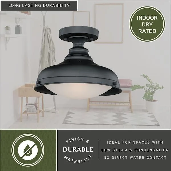 Bronze semi-flush mount light fixture with single bulb