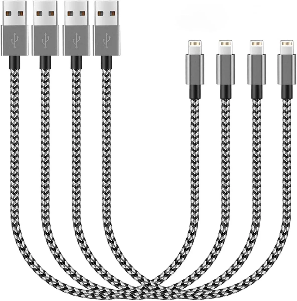 Chopmate Chopmate Lightning Cable 4Pack 1ft Braided USB-A 480Mbps 10000 bends — product photo