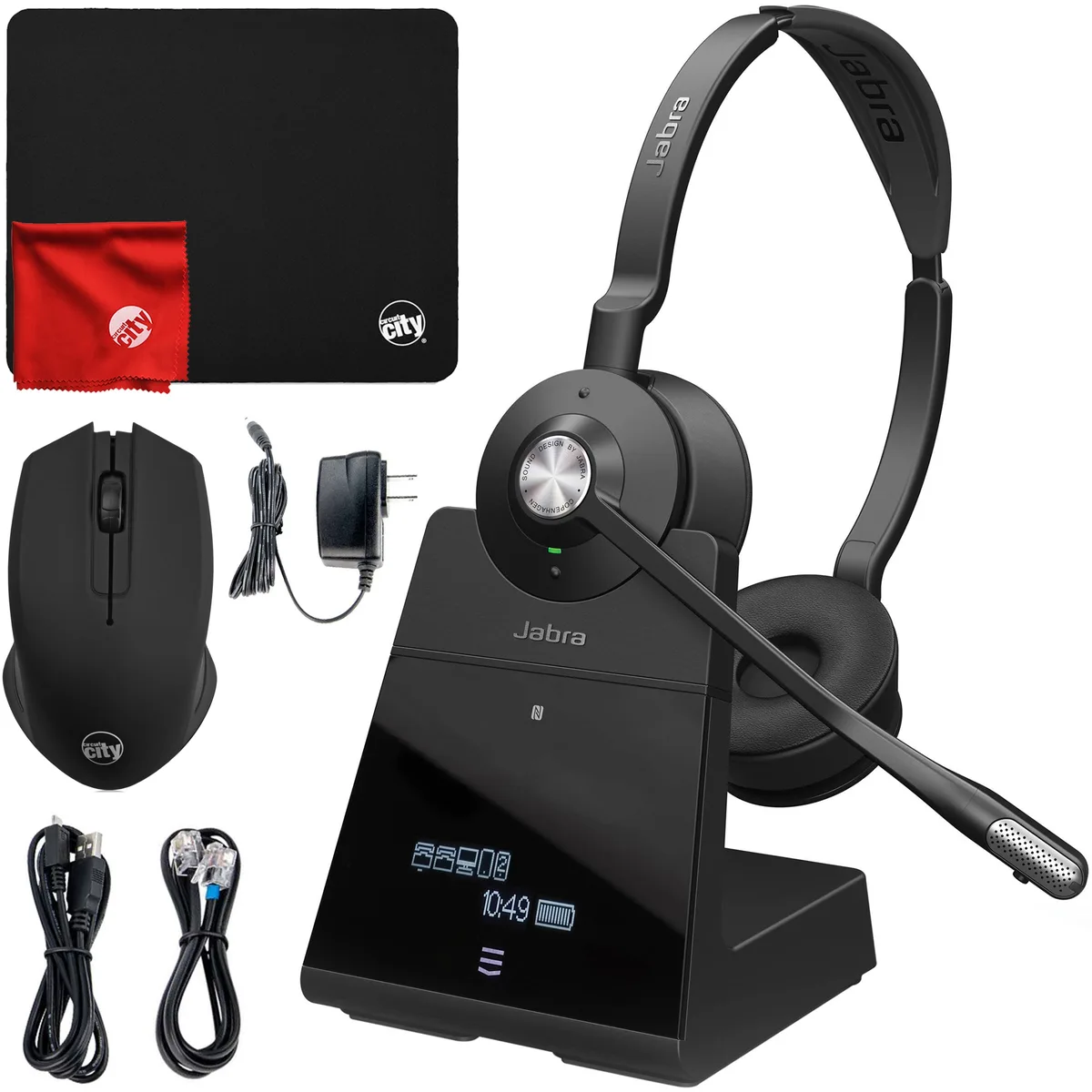 Jabra Enterprise Products Jabra Engage 75 Stereo Wireless Headset Bundle with Mouse, Pad, Cloth — product photo