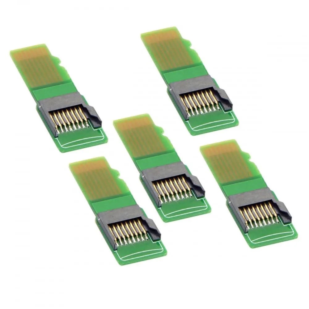 Five bare PCBA microSD male-to-female extension adapters