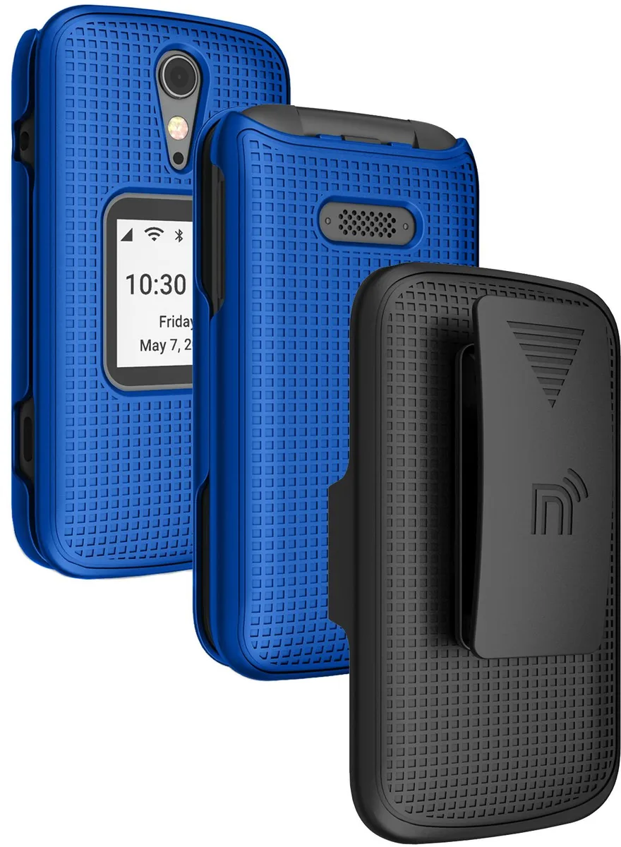 Nakedcellphone Nakedcellphone Grid Case + Belt Clip Holster Combo Cobalt Blue 13-position clip — product photo