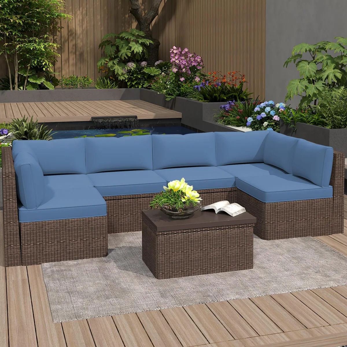 VANBOW VANBOW 14-Piece Deep Seat Replacement Cushions Blue — product photo