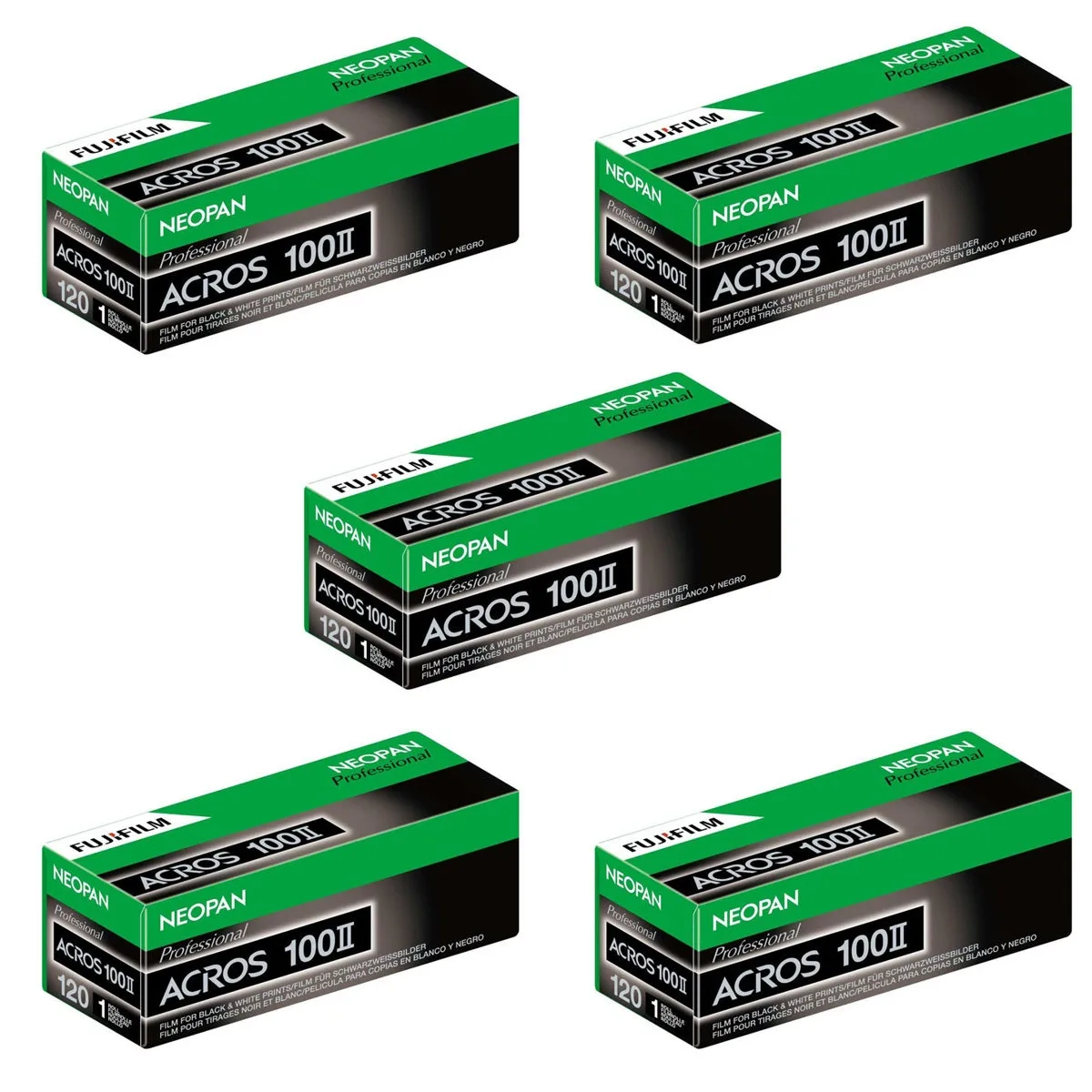 FUJIFILM FUJIFILM Neopan 100 Acros II 120 Black &amp; White Film 5 Pack — product photo