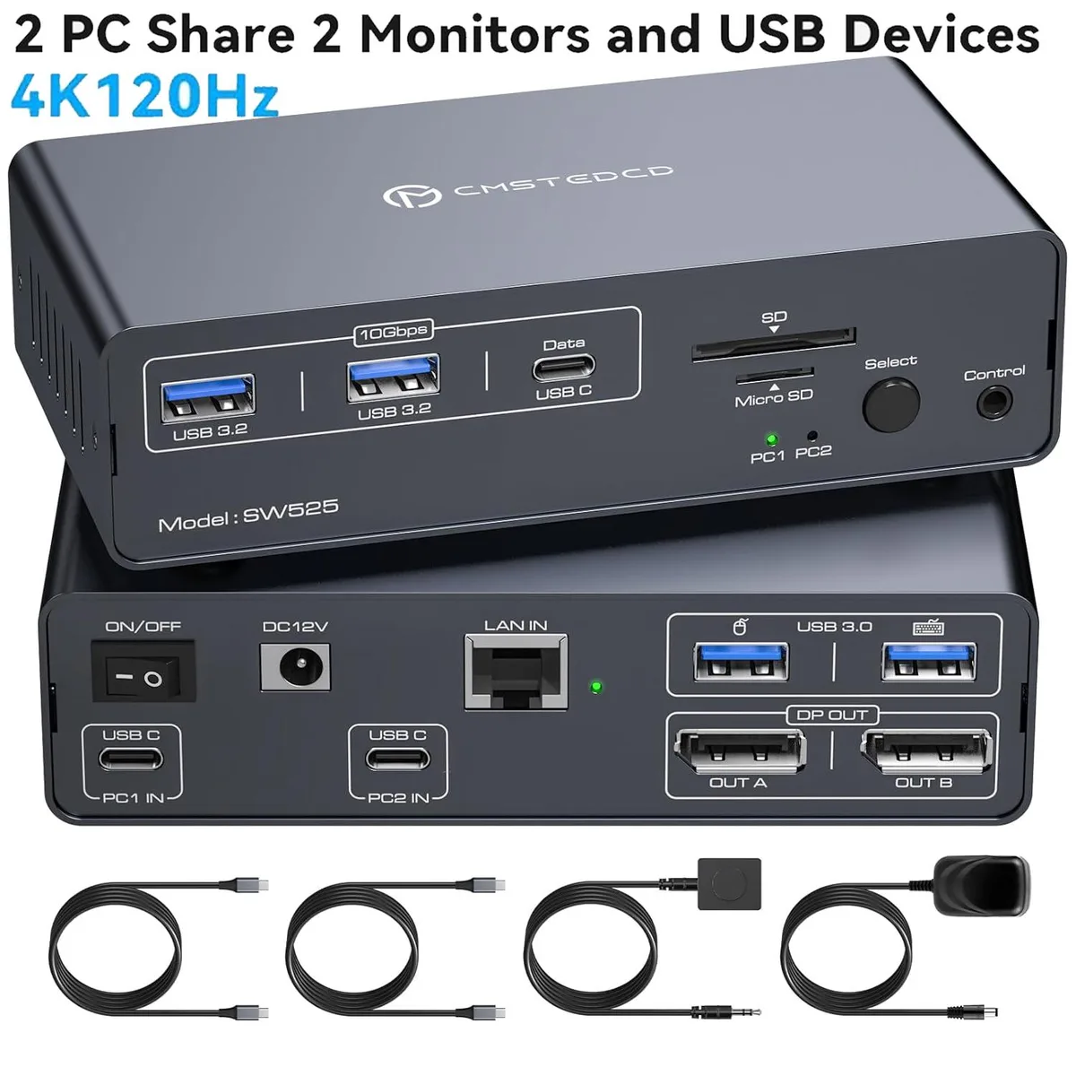 AUTYUE AUTYUE SW525 4K 120Hz Dual Monitor KVM Switch — product photo