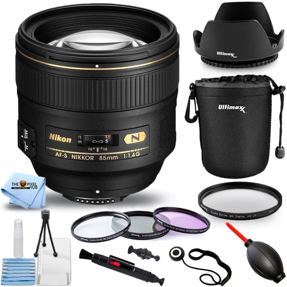Nikon Global Nikon AF-S NIKKOR 85mm f/1.4G Lens 2195 + Filter Kit + Pouch Bundle — product photo