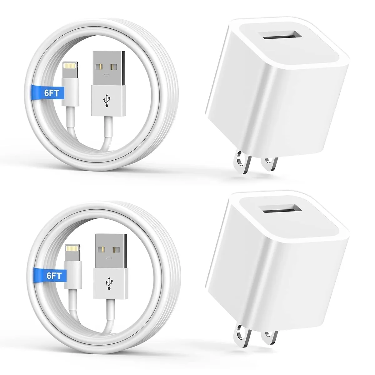 Two white Lightning cables coiled side by side