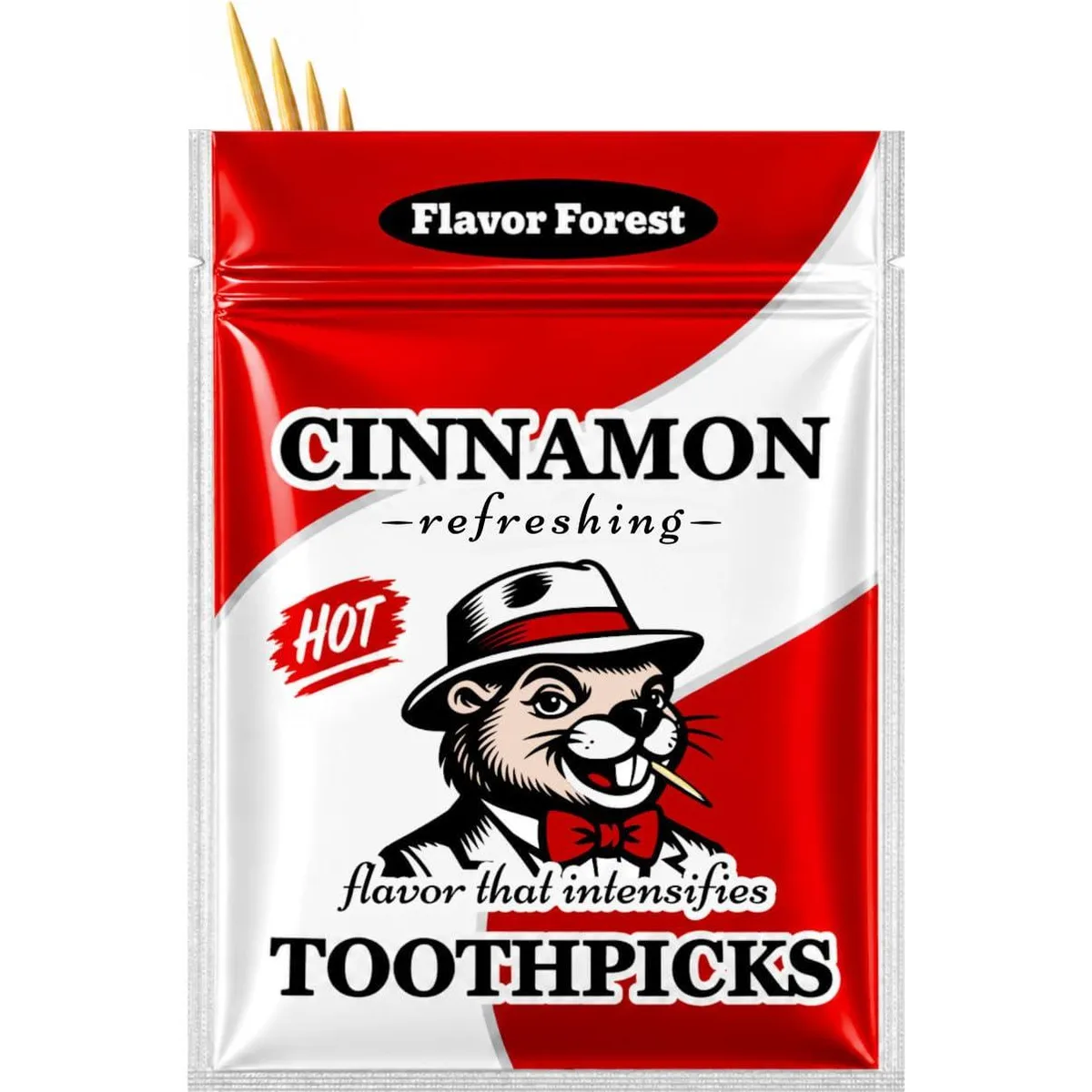 Resealable pack of 200 double-pointed white birch cinnamon toothpicks