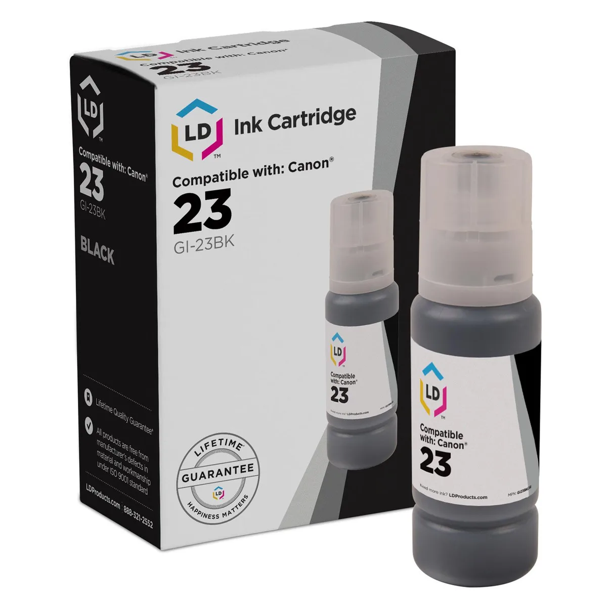 LD Products LD Products Compatible Ink Bottle GI-23 Black 60ml 3800 Pages for Pixma G520 G620 — product photo