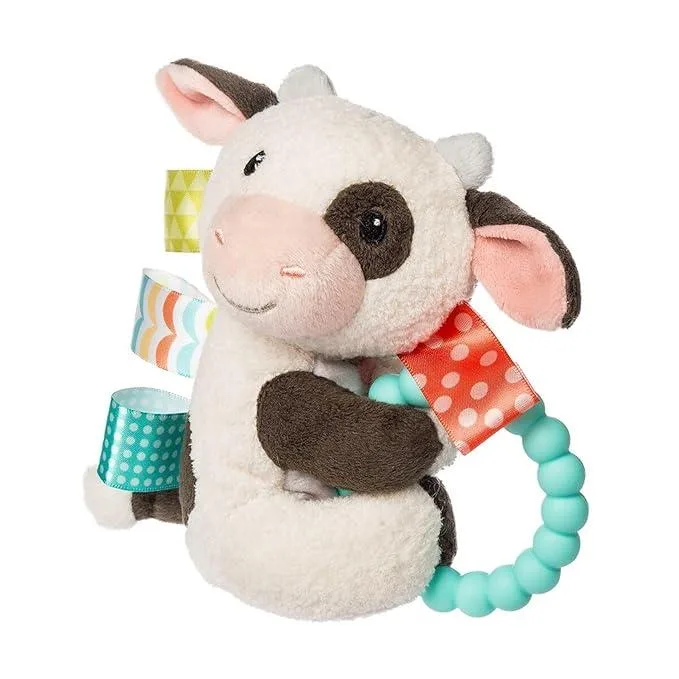 Mary Meyer Stuffed Toys Mary Meyer Stuffed Toys Taggies Soft Baby Rattle with Teether Ring and Sensory Tags 6" Buttercup Cow — product photo