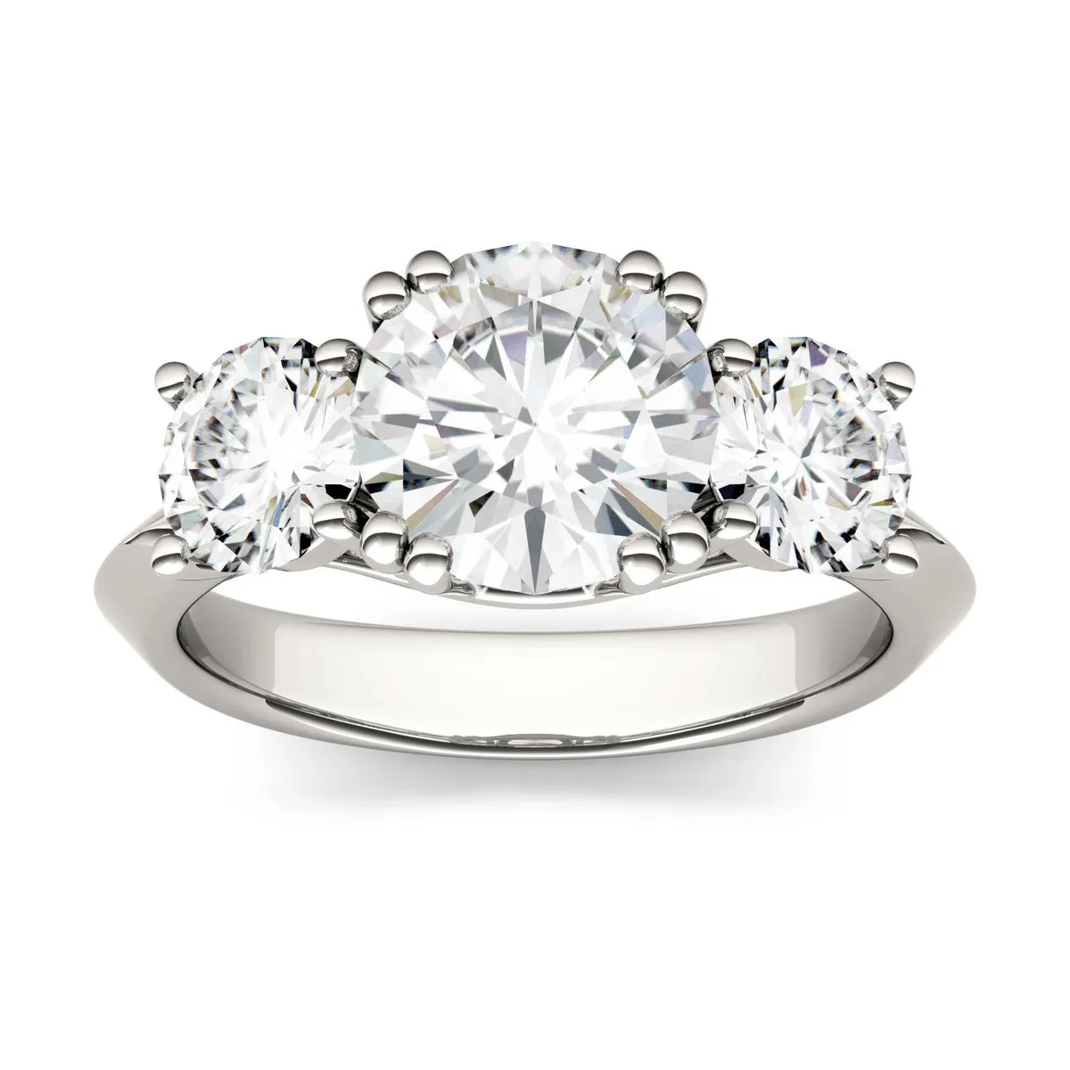Charles &amp; Colvard Charles &amp; Colvard 8mm Round Moissanite Engagement Ring Size 5 3.10cttw DEW — product photo