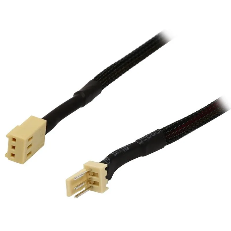 EN-Labs EN-Labs 3PINEX12 3-pin fan power extension cord 12 inch 20AWG black sleeved — product photo