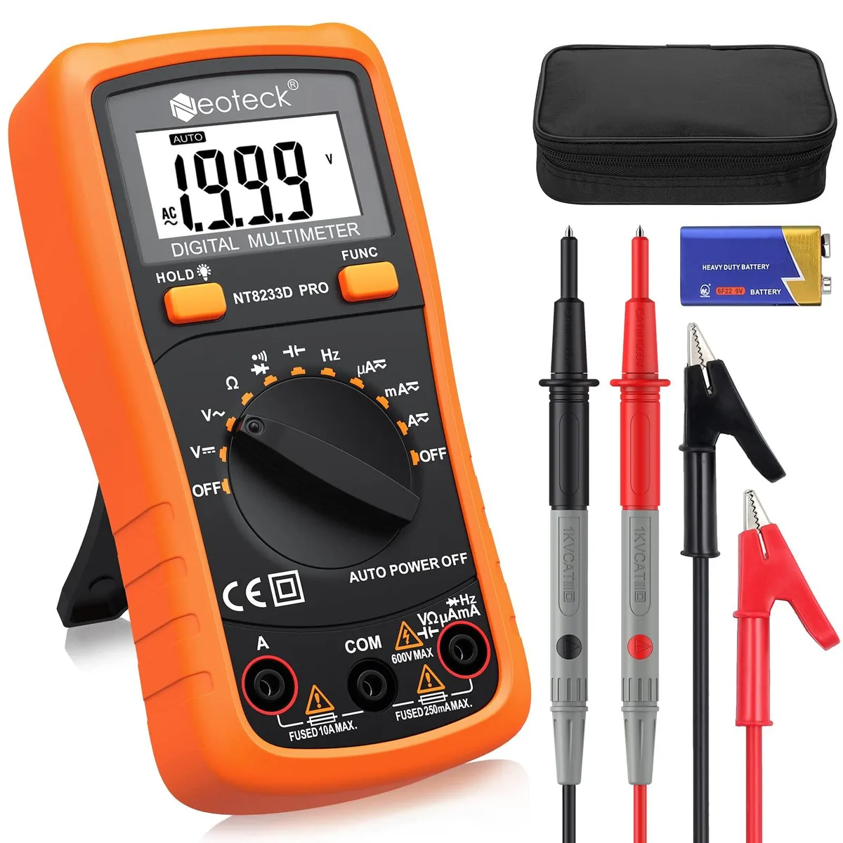 KEHIPI KEHIPI 8233D PRO Auto-Ranging Digital Multimeter 2000 Counts 14.7 in — product photo
