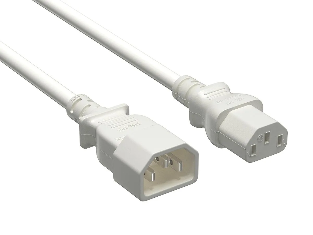 Cable Leader Cable Leader 4 ft IEC C14 to C13 Power Extension Cord 18 AWG 10A/250V White — product photo