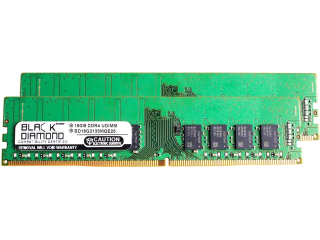 Black Diamond Memory Black Diamond Memory BD16GX22133MQE28 32GB (2x16GB) DDR4 2133 ECC Unbuffered server RAM — product photo