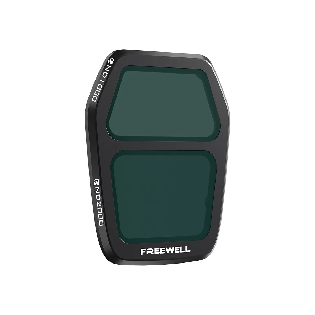 A split neutral-density filter for DJI Air 3S drone, ND1000 and ND2000 sides, in protective case