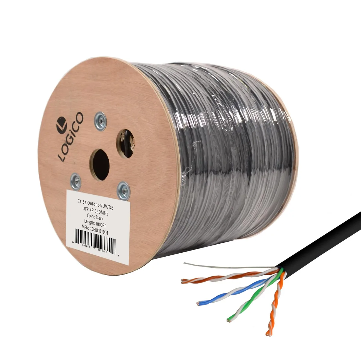 Logico Logico Cat5e Shielded Direct Burial Ethernet Cable 1000ft 24AWG Black — product photo