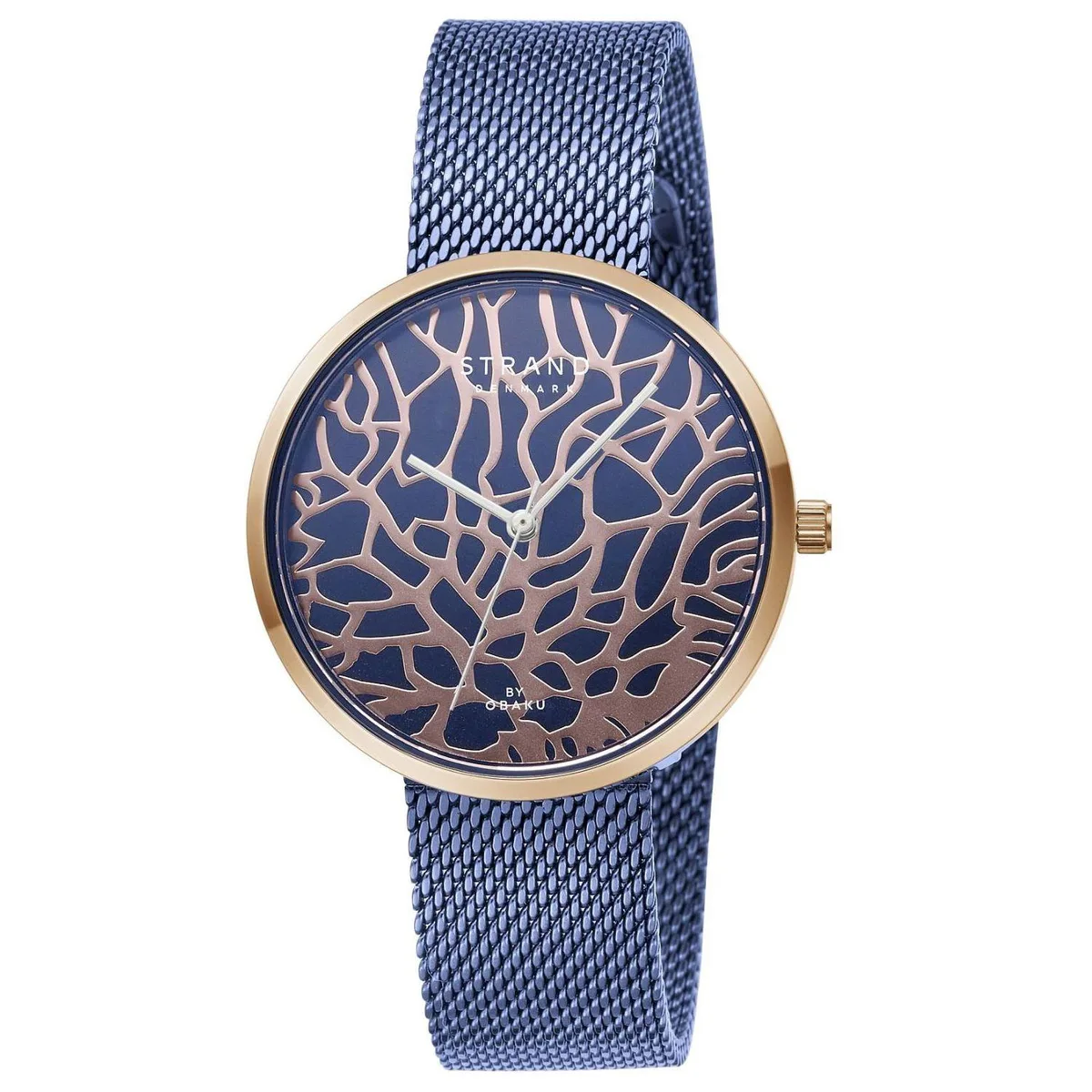 Blue dial quartz watch with stainless steel case and bracelet