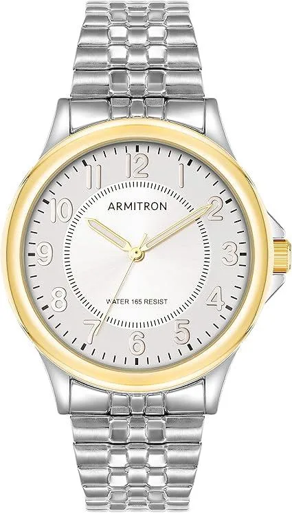 Armitron Armitron Men's Analog Watch Silver Dial Gold Bezel 50M Water Resistant — product photo