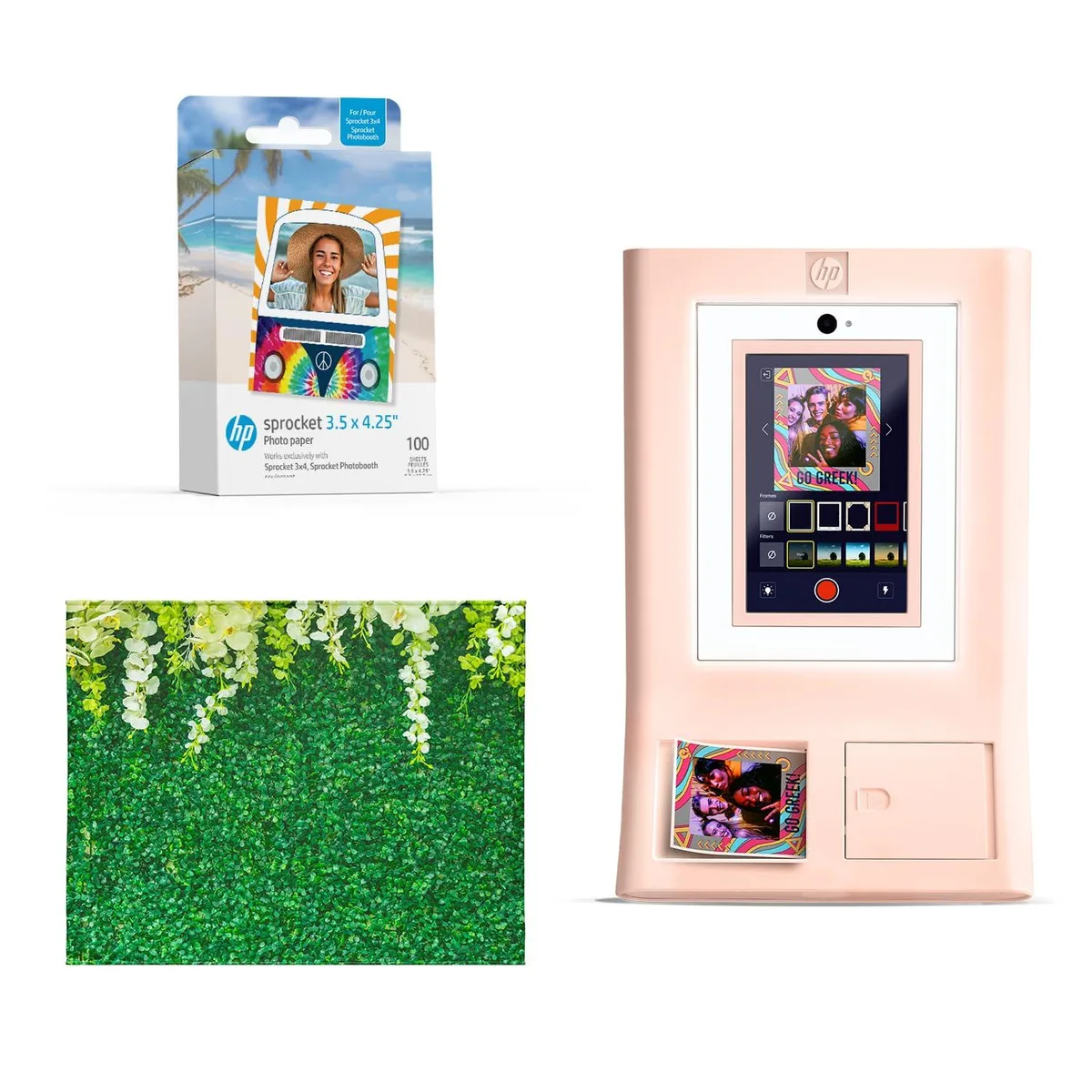 HP HP Sprocket Photo Booth Machine Instant Color Photo Printer Pink 100 Sheets 10.1 in 7.3 lb — product photo
