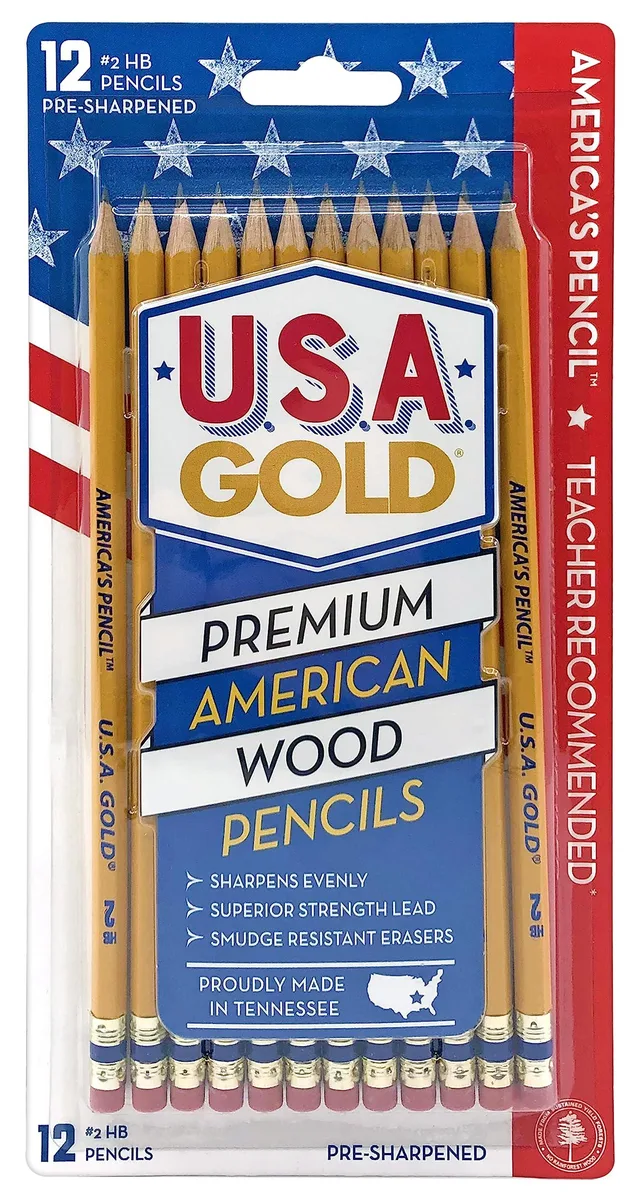 Box of twelve natural wood pencils, pre-sharpened, cedar finish