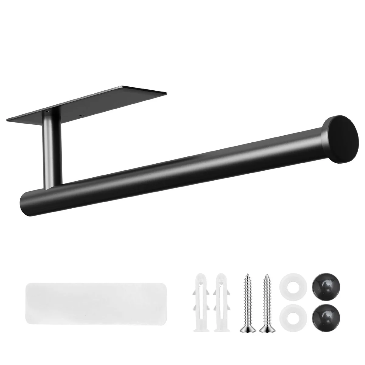Matte black stainless steel towel ring with adhesive and screw mounting options
