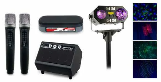 Compact karaoke mixer box with knobs and ports