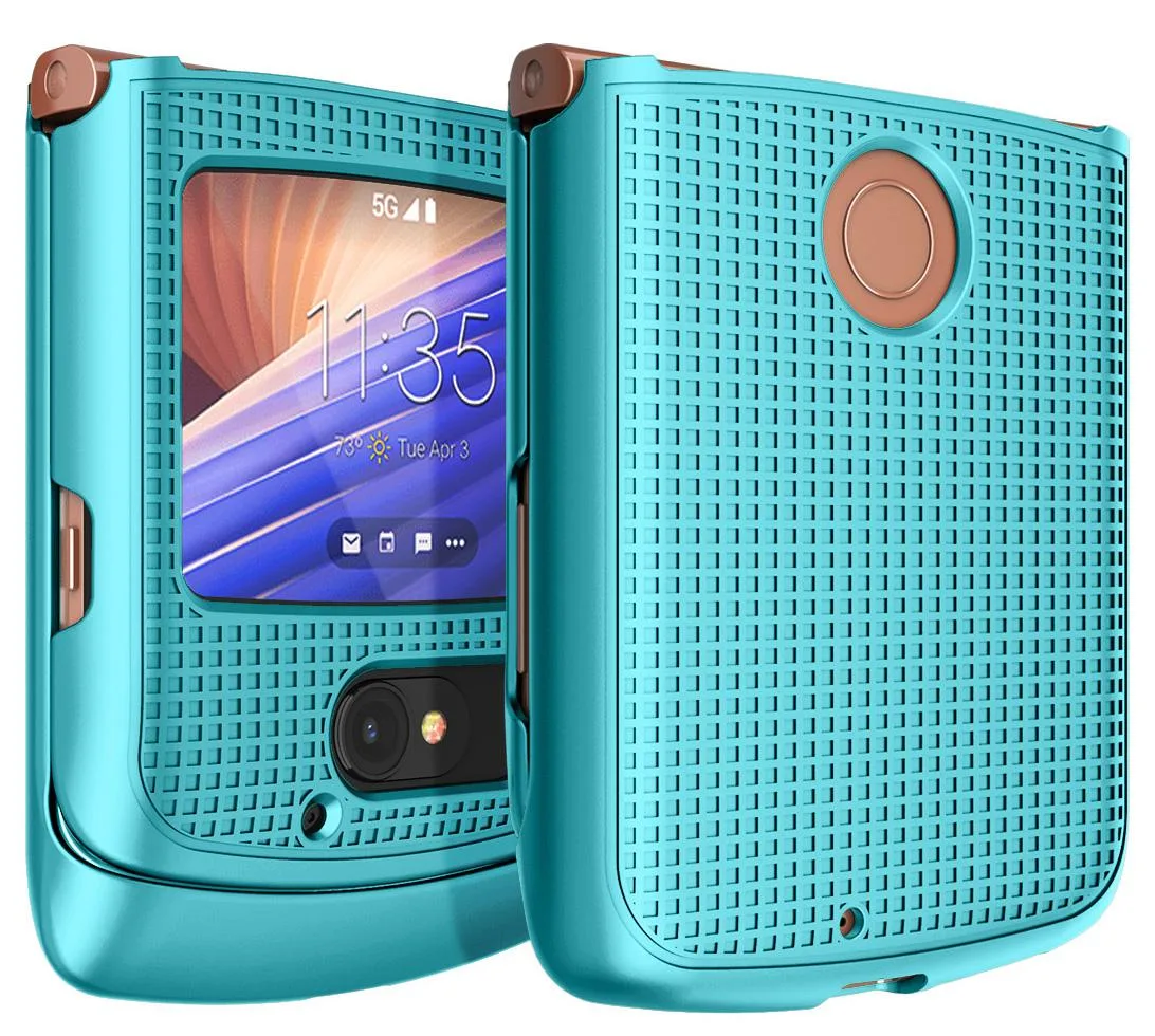 Nakedcellphone Nakedcellphone Grid Case Snap-On Cover Teal Mint for Motorola RAZR 5G (2020) — product photo