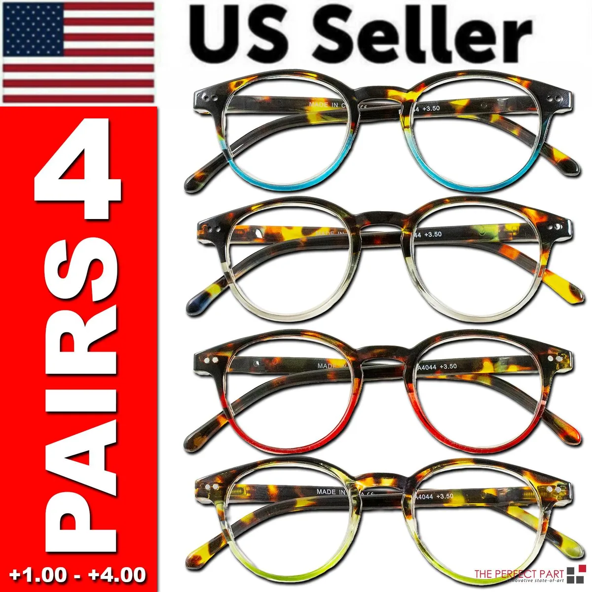 The Perfect Part The Perfect Part Reading Glasses +1.00 4 Pack Tortoise Blue Clear Red Green — product photo