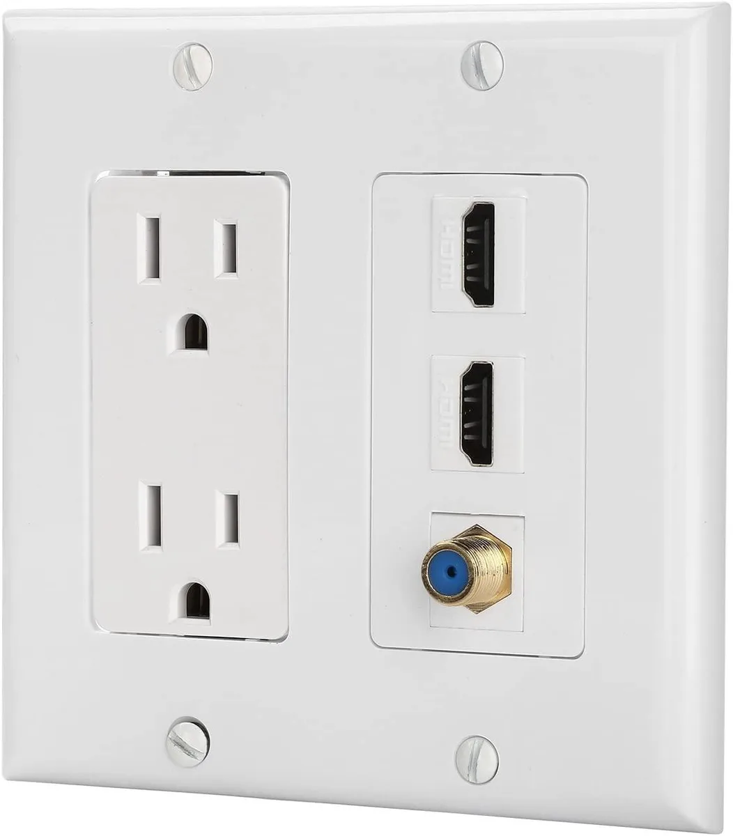 Winait Winait IBL-15A 2 Port HDMI 1 Coax Gold-Plated Wall Plate White — product photo