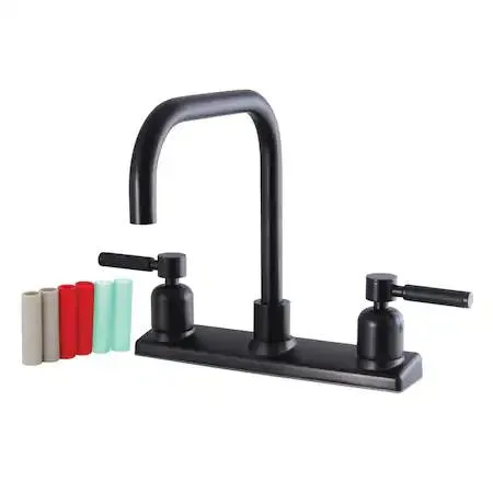 Kaiser centerset kitchen faucet oil rubbed bronze black silicone handles