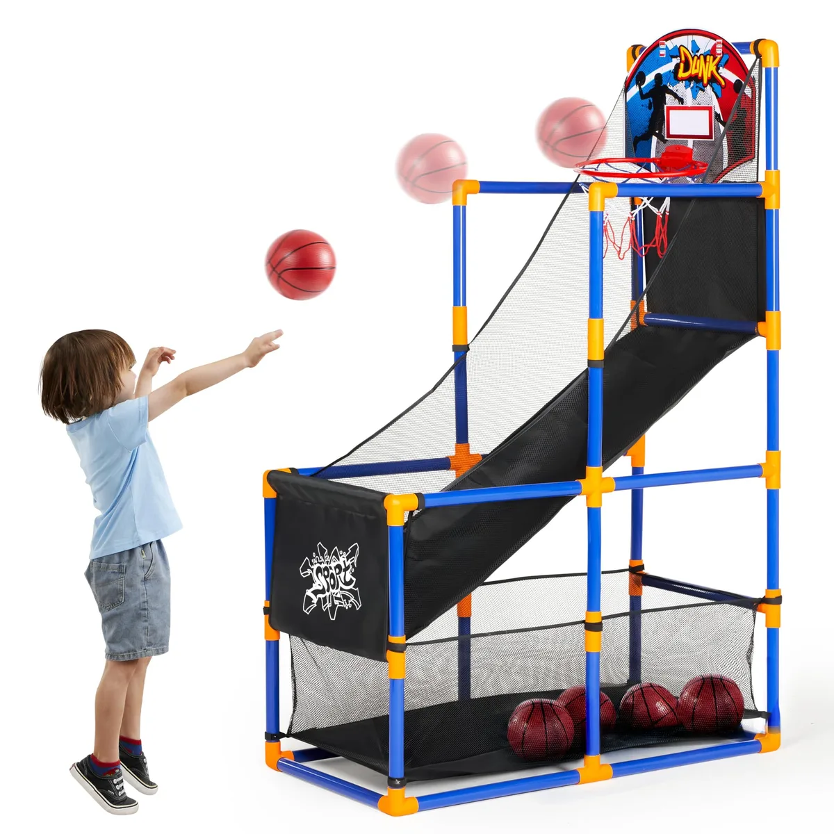  Arcade Basketball Game Set with 4 Balls and Hoop for Kids 3 to 12 Years Old Indoor Outdoor Sport Play — product photo