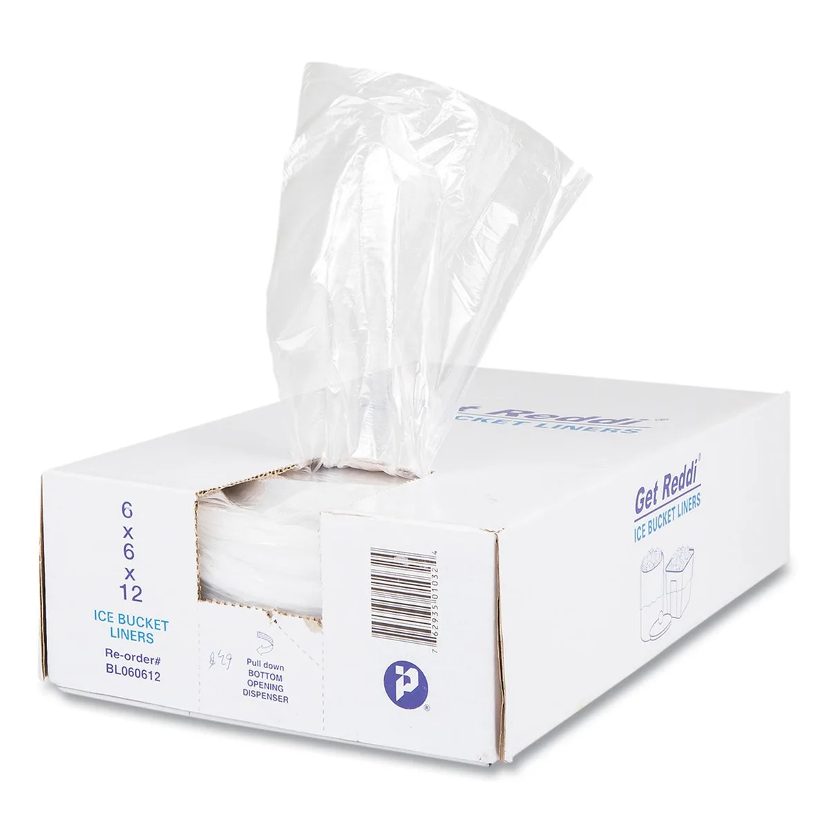 Integrated Bagging Systems Integrated Bagging Systems Ice Bucket Liner Bags 3 qt .5 mil 6" x 12" Clear 1000/Carton BL060612 — product photo