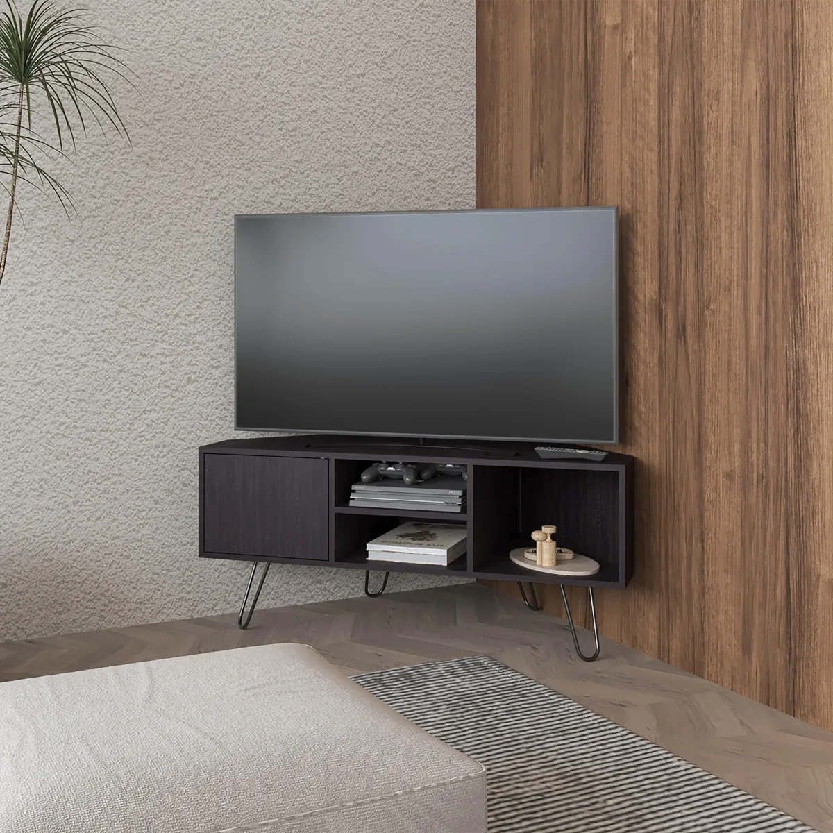 tuphen tuphen Wengue 1-Door TV Stand with Open Storage — product photo