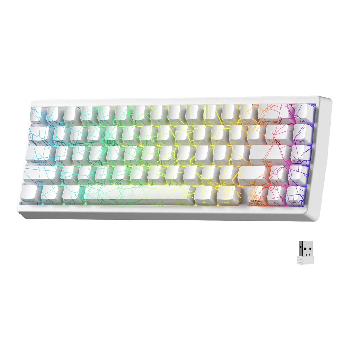  HITIME M67 Wireless 60% Mechanical Gaming Keyboard White Spider Web — product photo
