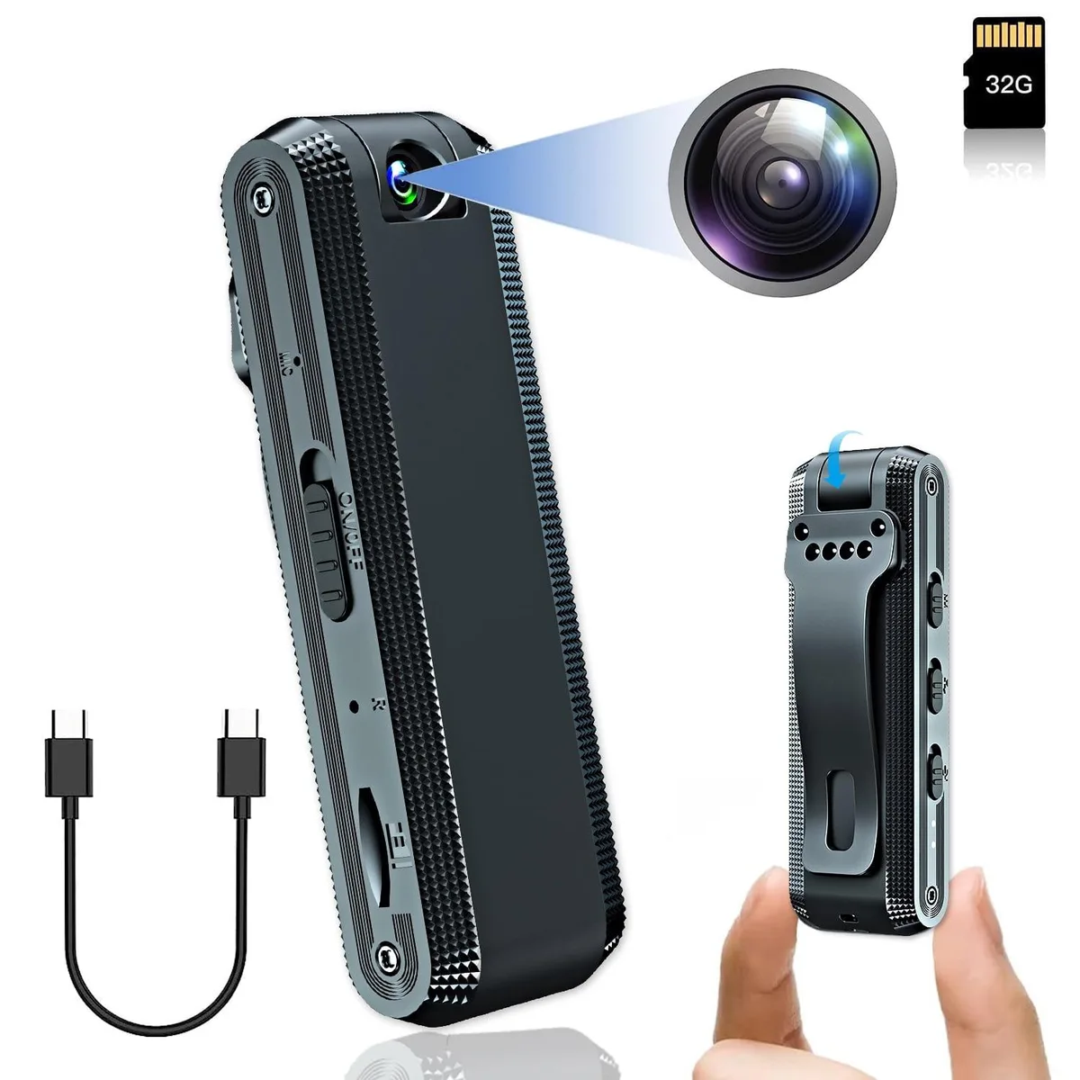 NShi NShi 1080P Mini Body Camera 64GB 150° 180° Rotating 400mAh — product photo