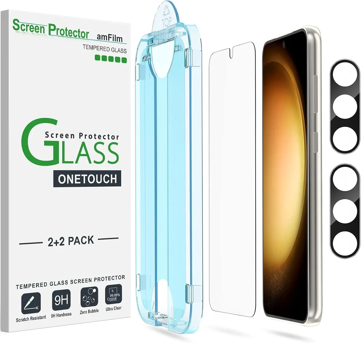 NuoTo NuoTo OneTouch Tempered Glass Screen Protector 2+2 Pack for Galaxy S23+ 6.6 Inch 2023 — product photo