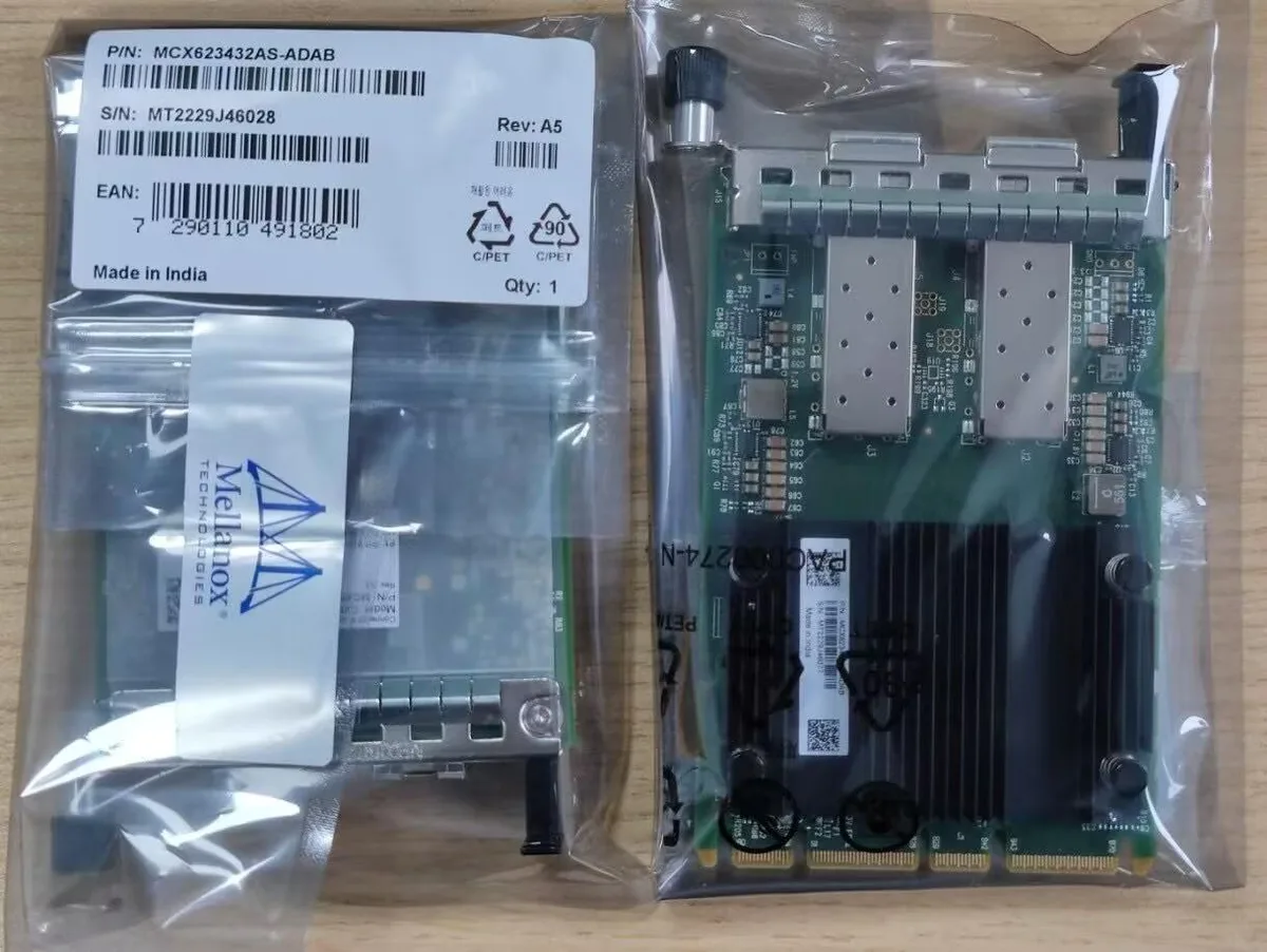 Mellanox Technologies Mellanox MCX623432AS-ADAB ConnectX6 10/25 G SFP28 OCP 3.0 network card Crypto Disabled Secure Boot — product photo