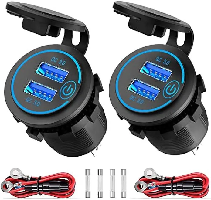 TAURKENAM TAURKENAM 12V/24V QC 3.0 Dual USB Charger Kit 2-Pack — product photo