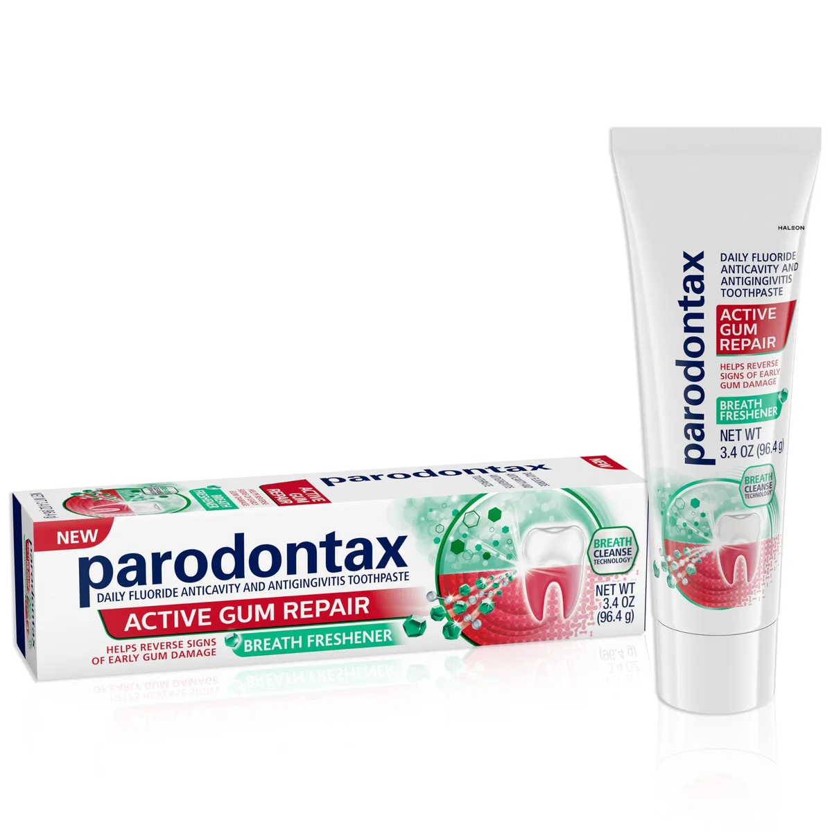 White 3.4 oz toothpaste tube with mint branding