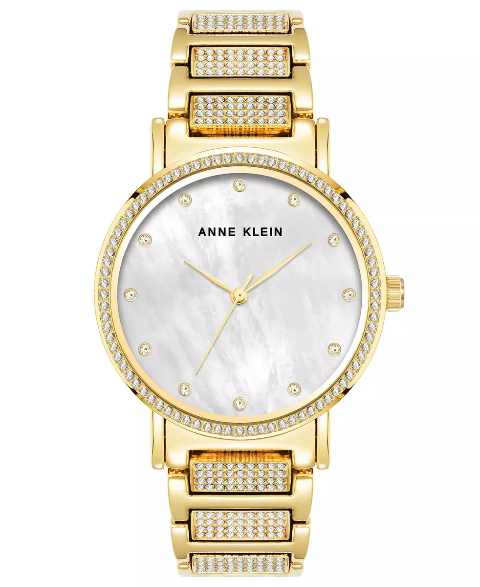 Anne Klein Anne Klein 36 mm Gold-Tone Crystal Bezel Bracelet White Mother-of-Pearl Watch AK-4004MPGB — product photo