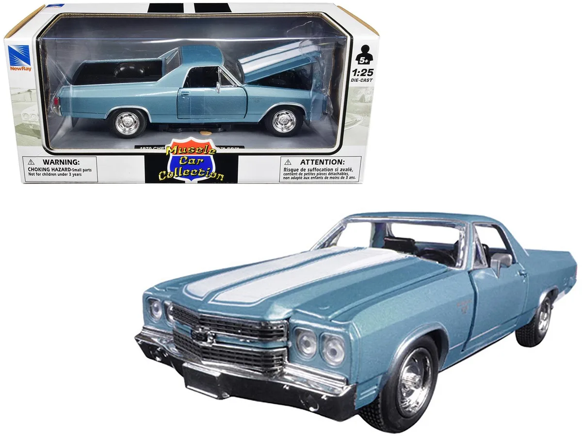 New Ray Toys New Ray Toys 1970 Chevrolet El Camino SS Blue 1/25 Diecast Model Car hobby collectible — product photo