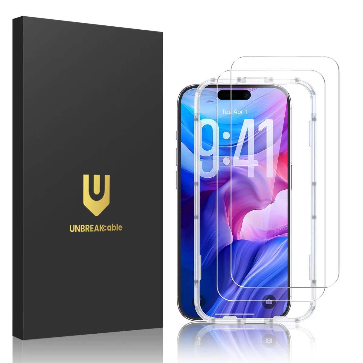  UNBREAKcable 2-Pack Tempered Glass Screen Protector for iPhone 17 6.3 inch — product photo