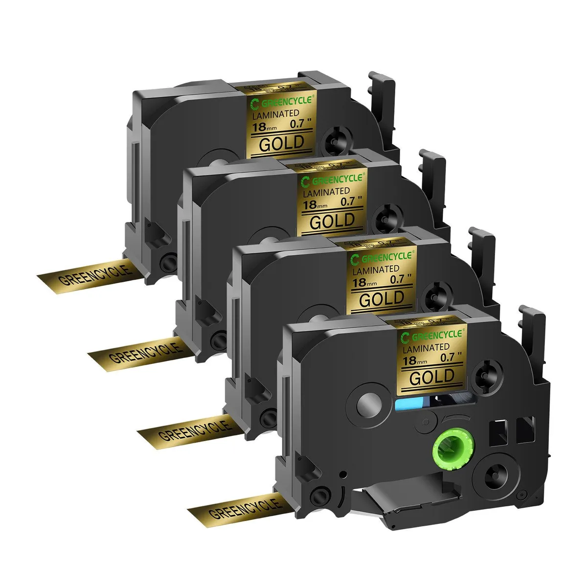 GREENCYCLE GREENCYCLE TZe-841 18mm Black on Gold Laminated Tape 4 Pack — product photo