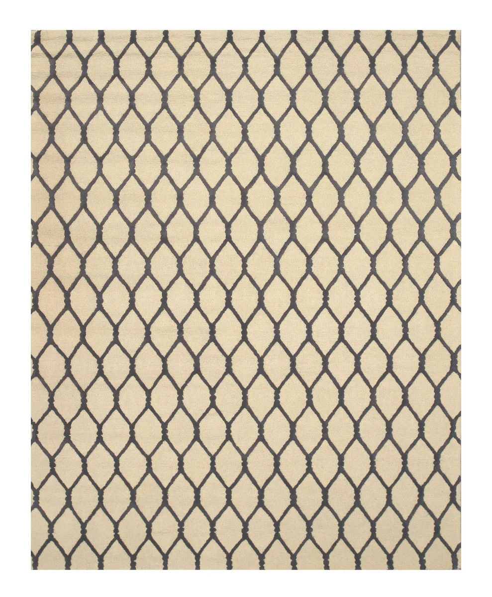 EORC EORC Hand-Tufted Wool Beige Geometric Chain-Link Area Rug 5' x 8 — product photo