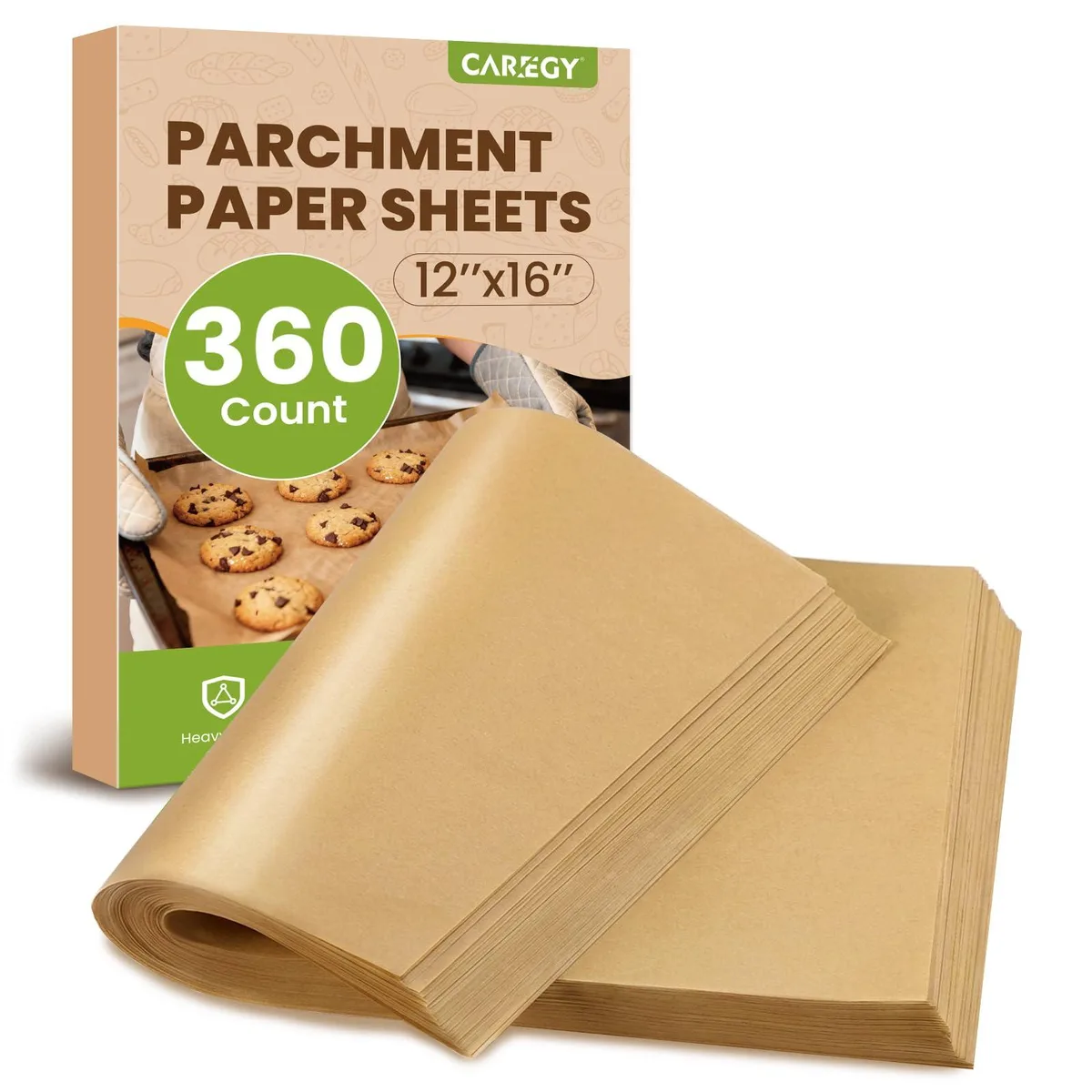 Stack of brown unbleached parchment sheets, 12 by 16 inches, 360 count