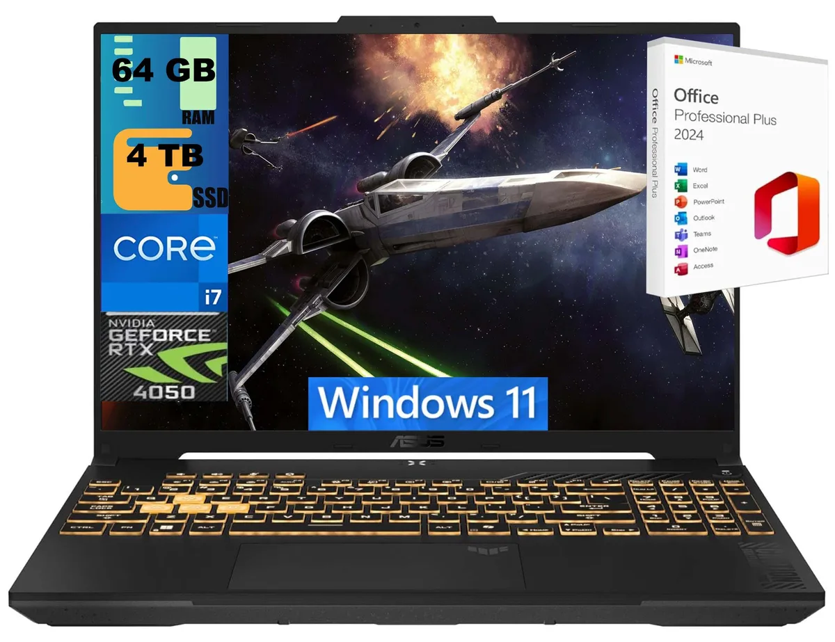ASUS ASUS TUF F16 gaming laptop i7-13620H RTX 4050 64GB 4TB 16 144Hz — product photo