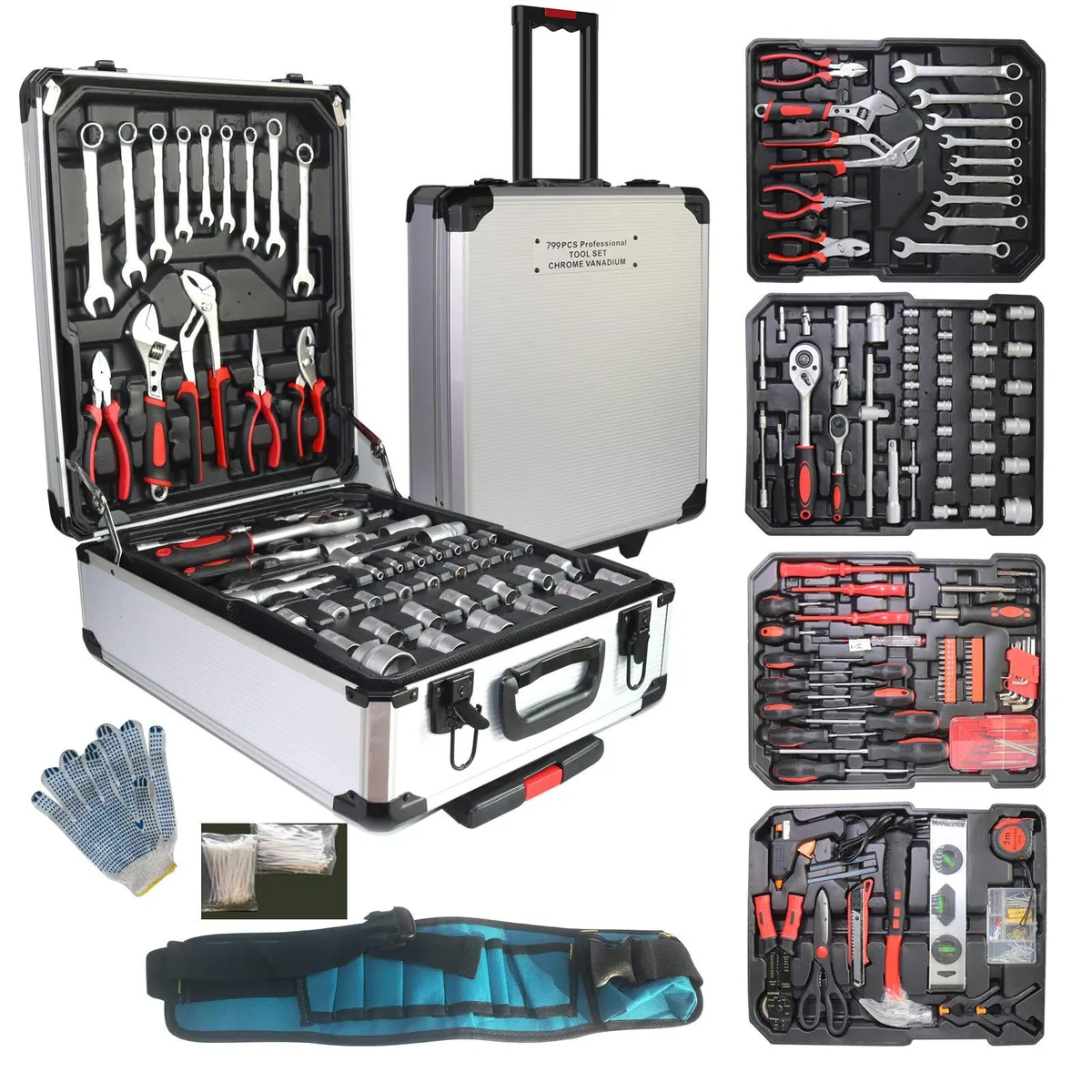 Silver aluminum trolley case with wheels and handle, 20.4 by 6.3 by 15 inches