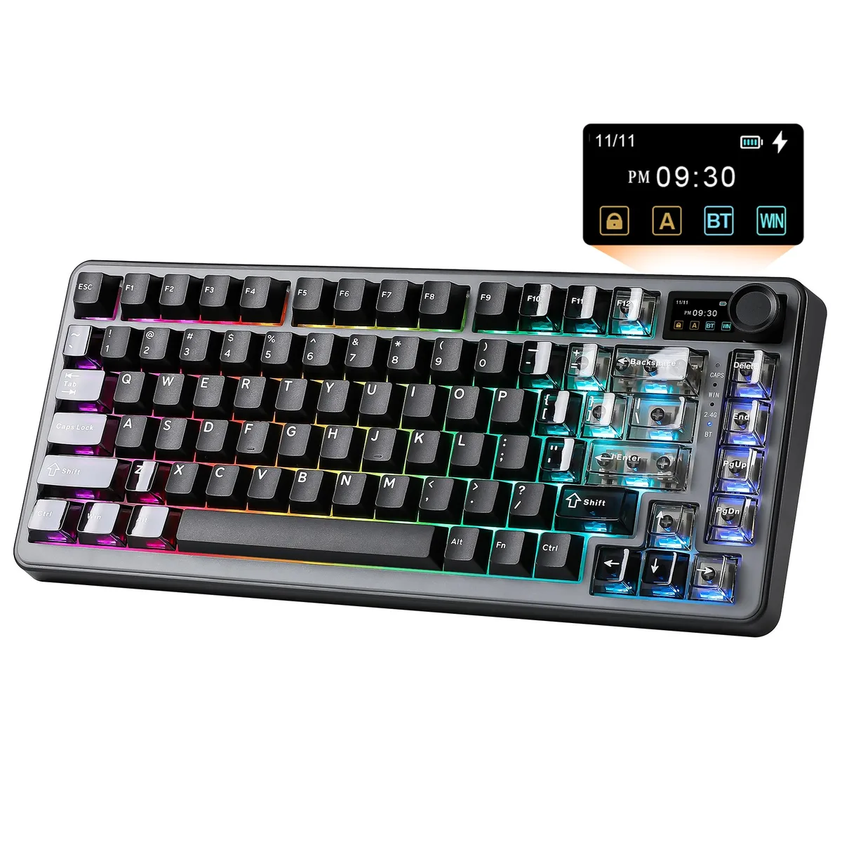 YUNZII YUNZII B75 PRO MAX 75% Wireless Mechanical Gaming Keyboard Black Milk V2 Switch — product photo